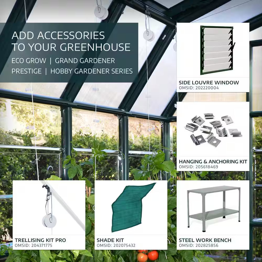 Grand Gardener 8 Ft. X 16 Ft. Green/Clear Polycarbonate DIY Greenhouse Kit