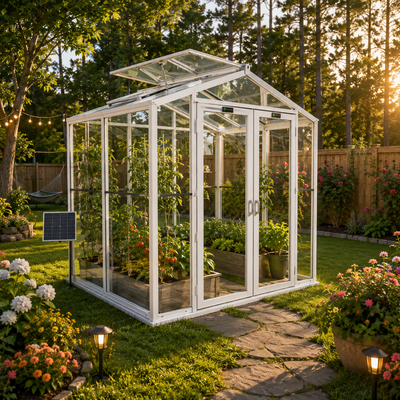 Sago 5' x 8' Aluminum & Glass Greenhouse