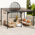 10' x 13' Wall-Mounted Hardtop Gazebo with Polycarbonate Roof – Black