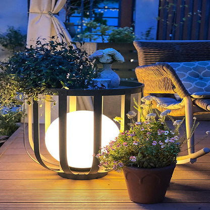 Stainless Steel Solar Flower Holder Lamp Table