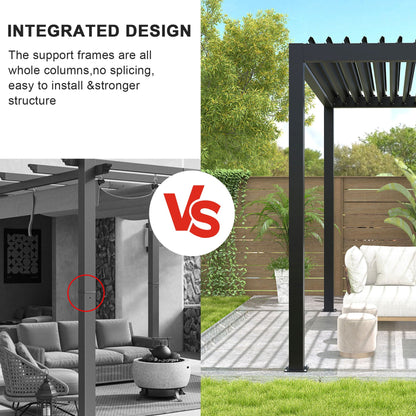10' x 19' Adjustable Louvered Pergola with Steel Louvers &amp; Frame – Black