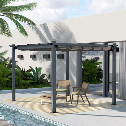 10' x 10' Aluminum Pergola – Dark Gray Canopy