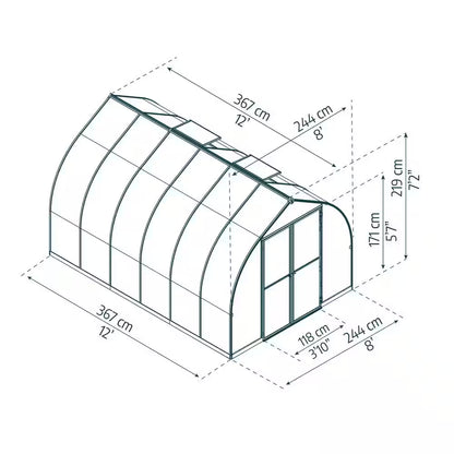Bella 8 Ft. X 12 Ft. Silver/Diffused Polycarbonate DIY Greenhouse Kit