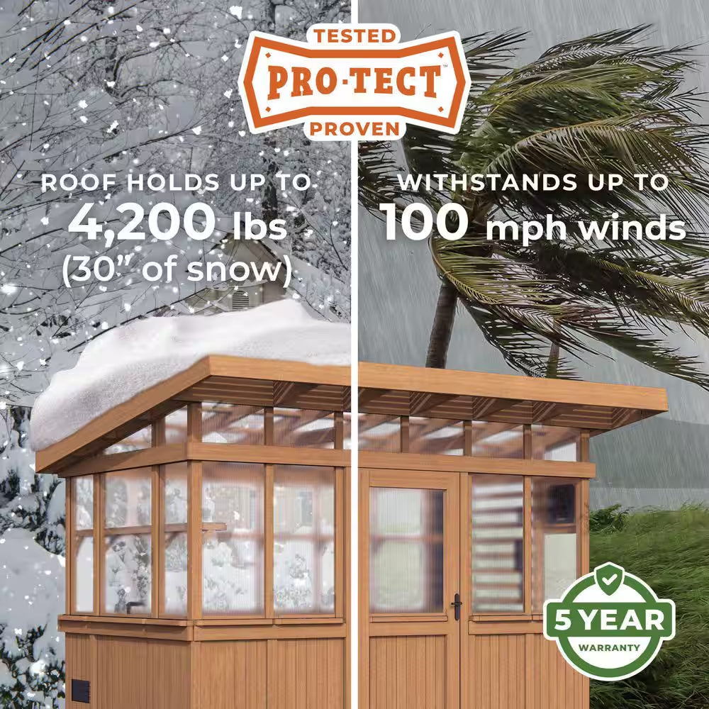 Elevate Your Gardening Experience with the Poppy 11 Ft. Cedar Wood & Polycarbonate Walk-In Greenhouse Kit - Perfect for Year-Round Plant Care!