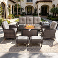 Outdoor Wicker Patio Conversation Set with Fire Pit