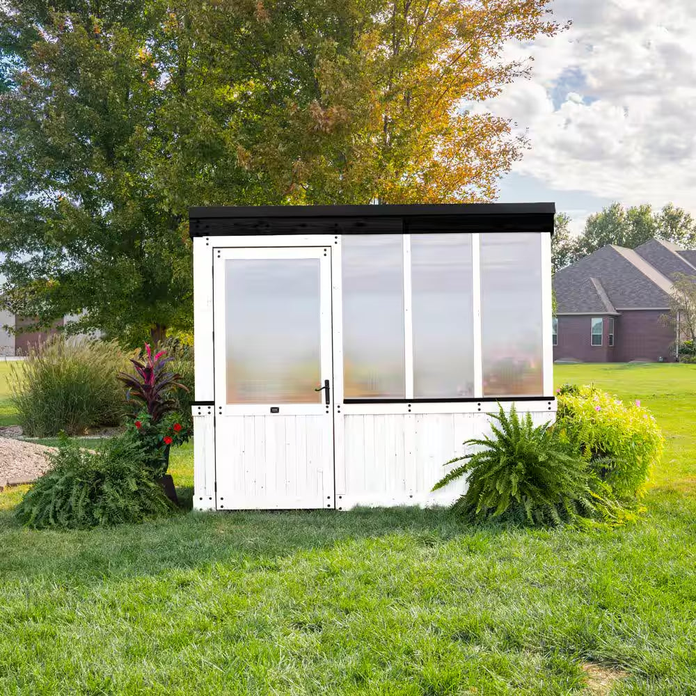 Willow White 6 Ft. X 9 Ft. X 7 Ft. 10 In. All Cedar Modern Greenhouse