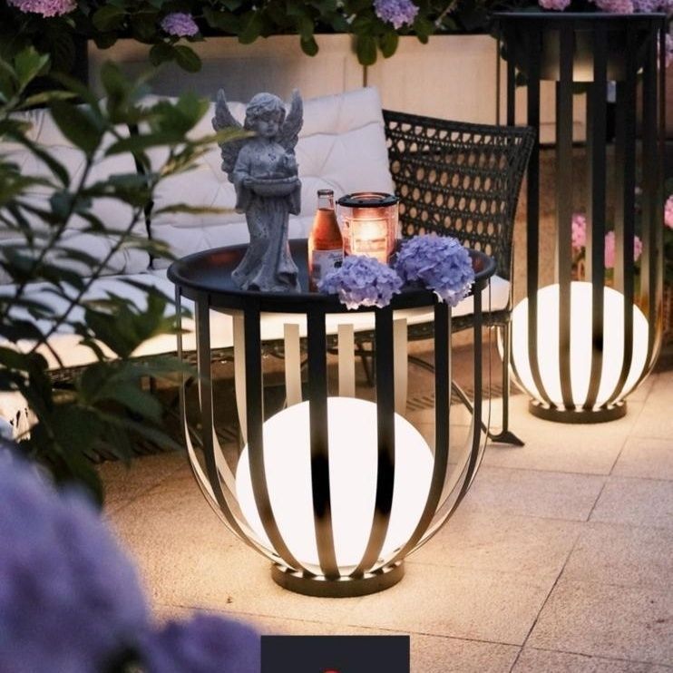 Stainless Steel Solar Flower Holder Lamp Table