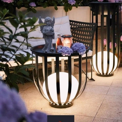 Stainless Steel Solar Flower Holder Lamp Table