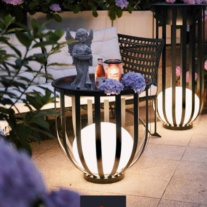 Stainless Steel Solar Flower Holder Lamp Table