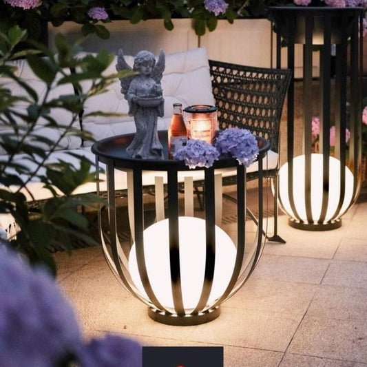 Stainless Steel Solar Flower Holder Lamp Table