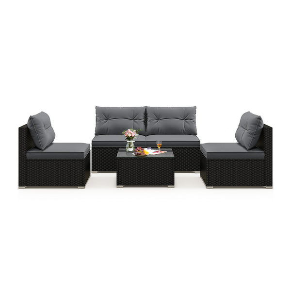 5-Piece Outdoor Patio Furniture Set with Cushions and Coffee Table