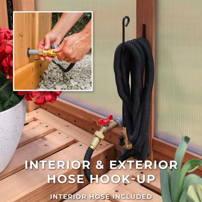Elevate Your Gardening Experience with the Poppy 11 Ft. Cedar Wood & Polycarbonate Walk-In Greenhouse Kit - Perfect for Year-Round Plant Care!