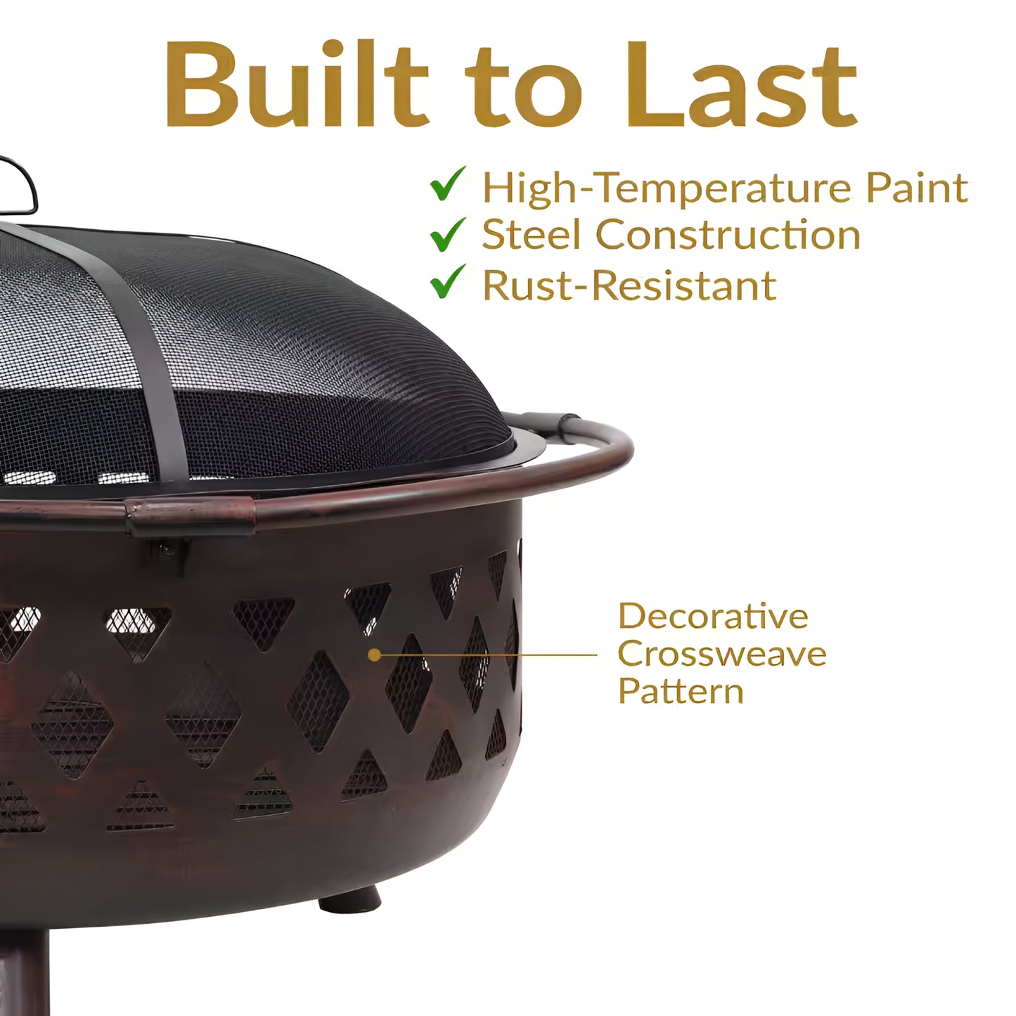 36" Cross Weave Fire Pit – Bronze