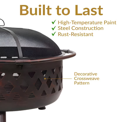 36" Cross Weave Fire Pit – Bronze