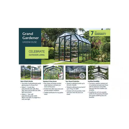 Grand Gardener 8 Ft. X 16 Ft. Green/Clear Polycarbonate DIY Greenhouse Kit