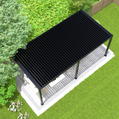 10' x 19' Adjustable Louvered Pergola with Steel Louvers &amp; Frame – Black