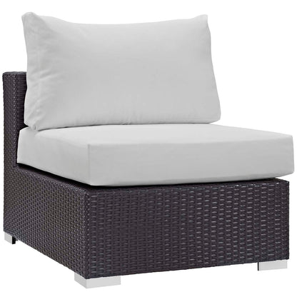 Convene 5-Piece Wicker Patio Set with Fire Pit – Espresso/White