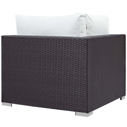 Convene 5-Piece Wicker Patio Set with Fire Pit – Espresso/White