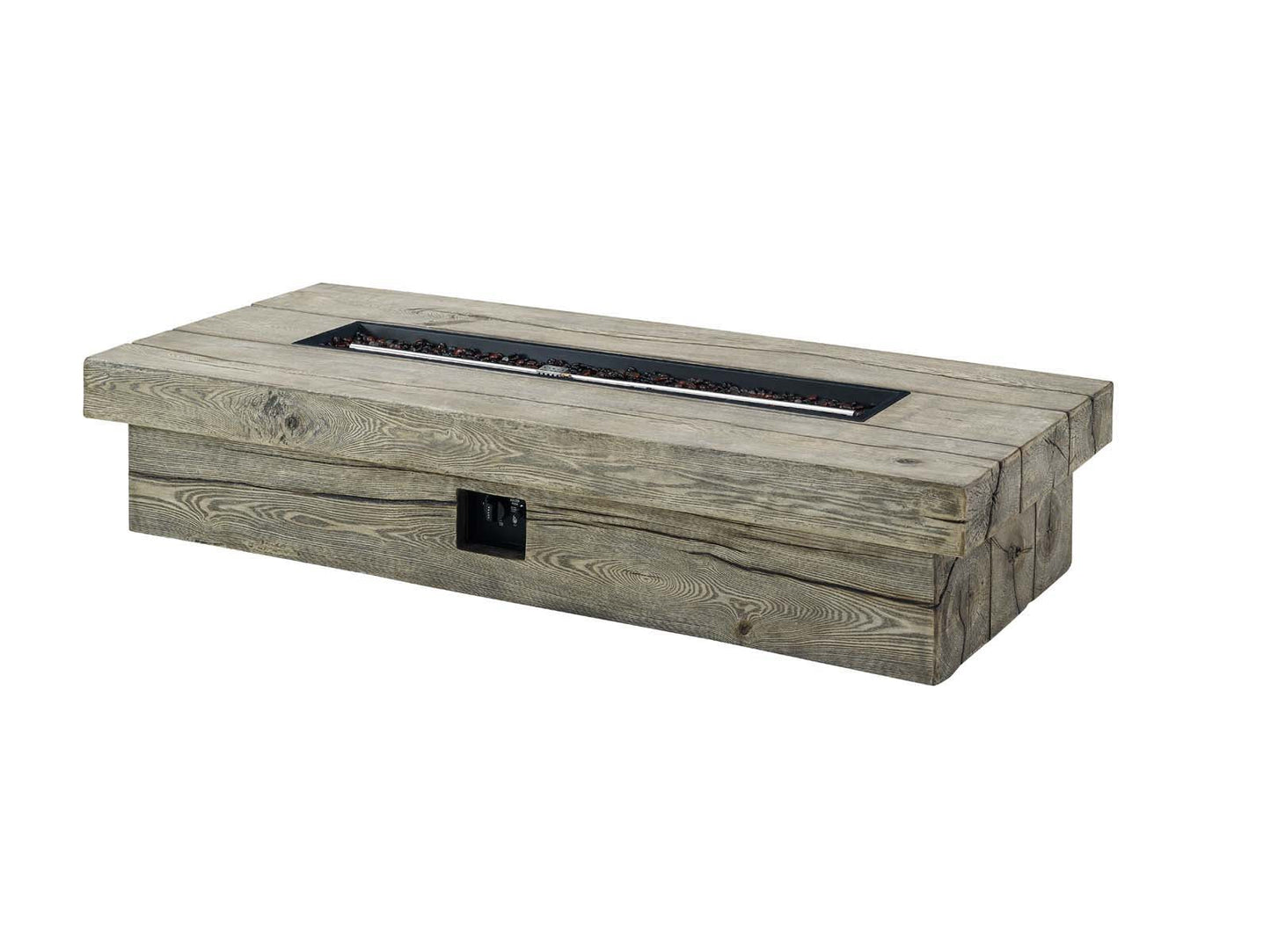 Manteo Rustic Coastal Patio Sofa &amp; Fire Pit Set – Light Gray/Beige