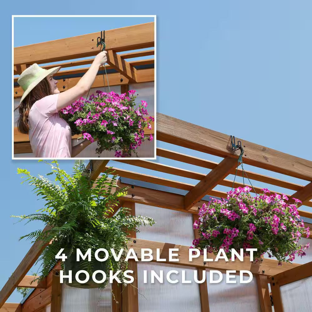 Elevate Your Gardening Experience with the Poppy 11 Ft. Cedar Wood & Polycarbonate Walk-In Greenhouse Kit - Perfect for Year-Round Plant Care!