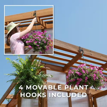 Elevate Your Gardening Experience with the Poppy 11 Ft. Cedar Wood & Polycarbonate Walk-In Greenhouse Kit - Perfect for Year-Round Plant Care!