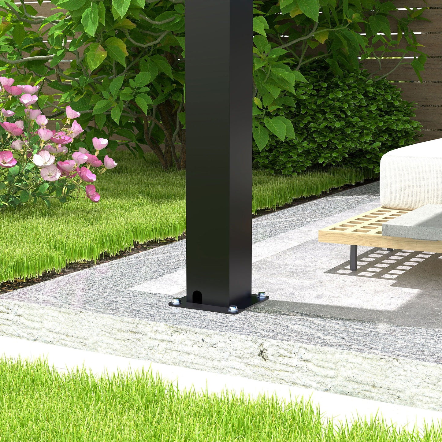 10' x 19' Adjustable Louvered Pergola with Steel Louvers &amp; Frame – Black