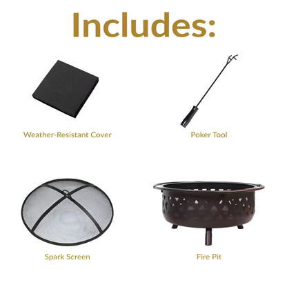 36" Cross Weave Fire Pit – Bronze