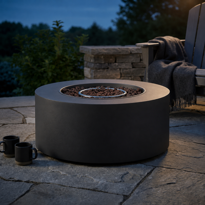 32-Inch Dark Grey Round Propane Fire Pit
