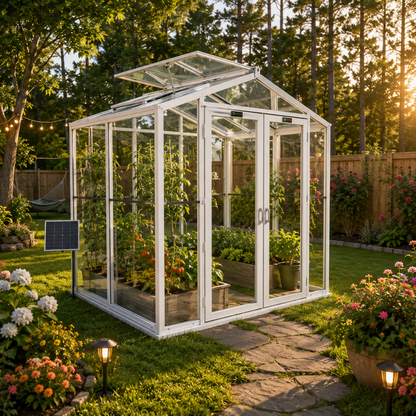 Sago 5' x 8' Aluminum & Glass Greenhouse