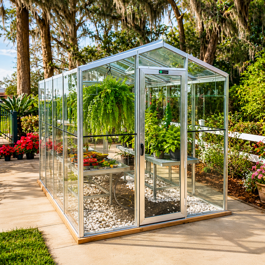 Palmetto 8' x 10' Aluminum & Glass Greenhouse Kit