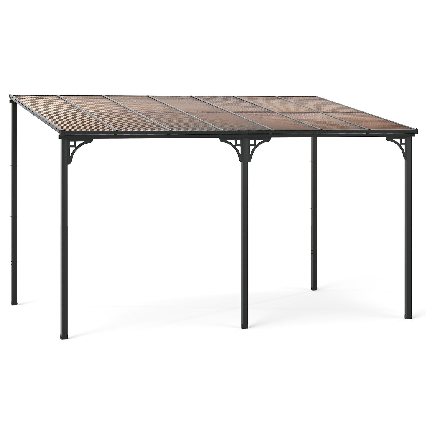 10' x 13' Wall-Mounted Hardtop Gazebo with Polycarbonate Roof – Black