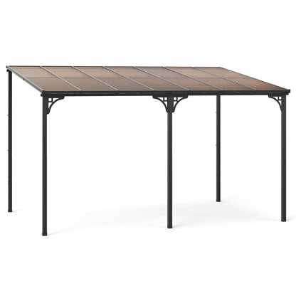 10' x 13' Wall-Mounted Hardtop Gazebo with Polycarbonate Roof – Black