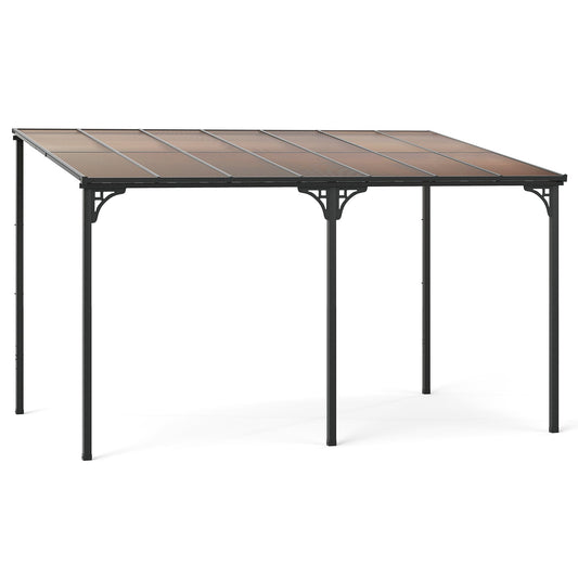 10' x 13' Wall-Mounted Hardtop Gazebo with Polycarbonate Roof – Black