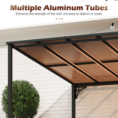 10' x 13' Wall-Mounted Hardtop Gazebo with Polycarbonate Roof – Black