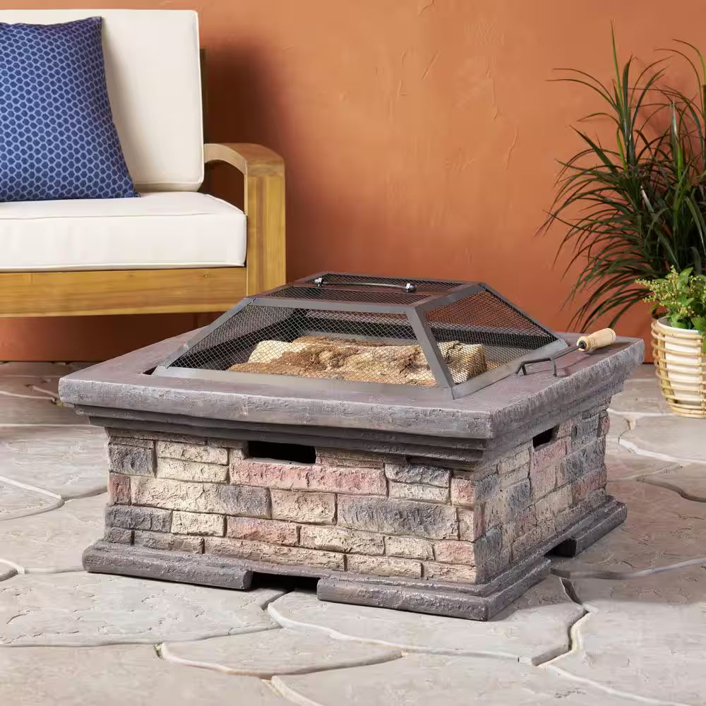 Ehlen 29 In. Stone Wood Burning Outdoor Patio Fire Pit