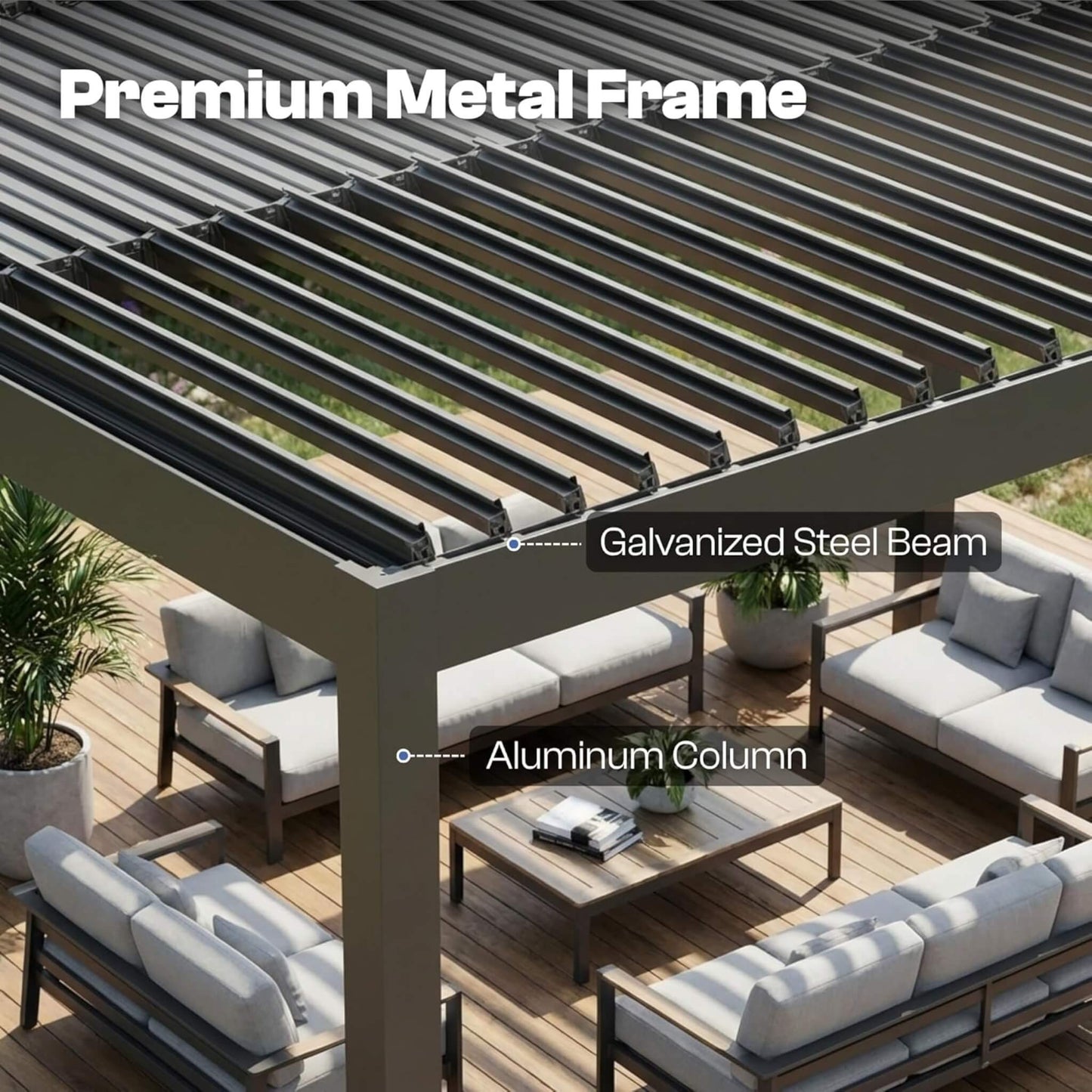 10' x 10' Alora Aluminum Louvered Pergola With Adjustable Roof & Drainage
