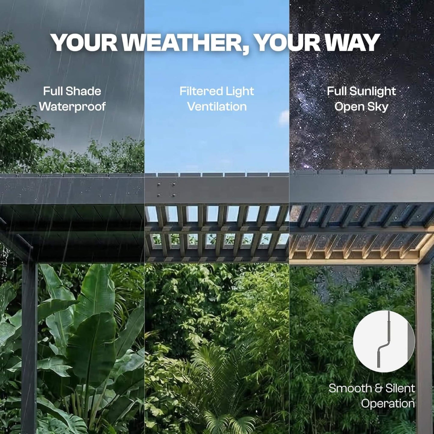 10' x 10' Alora Aluminum Louvered Pergola With Adjustable Roof & Drainage