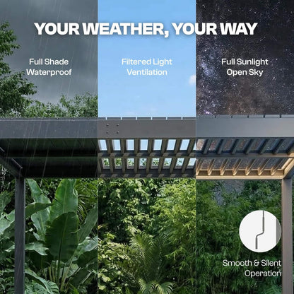 10' x 10' Alora Aluminum Louvered Pergola With Adjustable Roof & Drainage