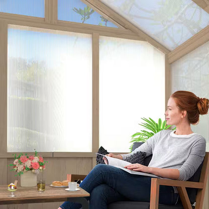 6 Ft. W X 10 Ft. D X 7 Ft. H Cedar Wood Brown Garden Plant Greenhouse for Outdoors with Multi-Layer Polycarbonate Panels