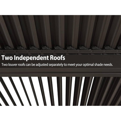 Bronze Louvered Pergola with Adjustable Roof for Deck Backyard Garden Hardtop Gazebo