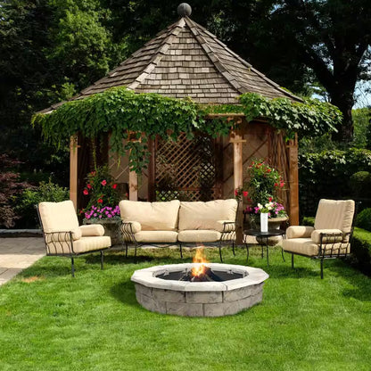 44 In. X 14 In. Concrete Fossill Limestone round Fire Pit Kit
