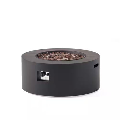 32 In. W X 13.5 In. H Iron Propane Gas Burning round Outdoor Patio Fire Pit in Dark Grey