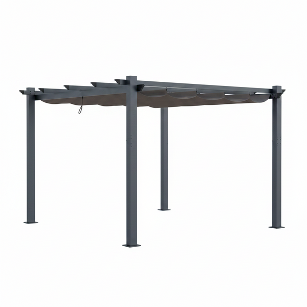 10' x 10' Aluminum Pergola – Dark Gray Canopy