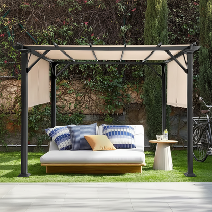 10' x 10' Steel Pergola – Beige Canopy