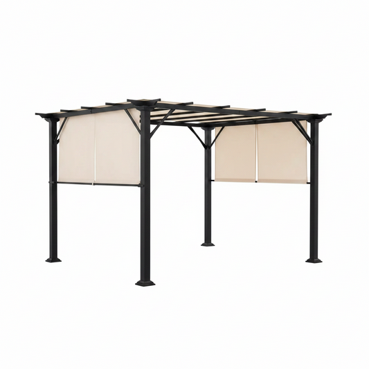 10' x 10' Steel Pergola – Beige Canopy