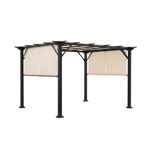 10' x 10' Steel Pergola – Beige Canopy